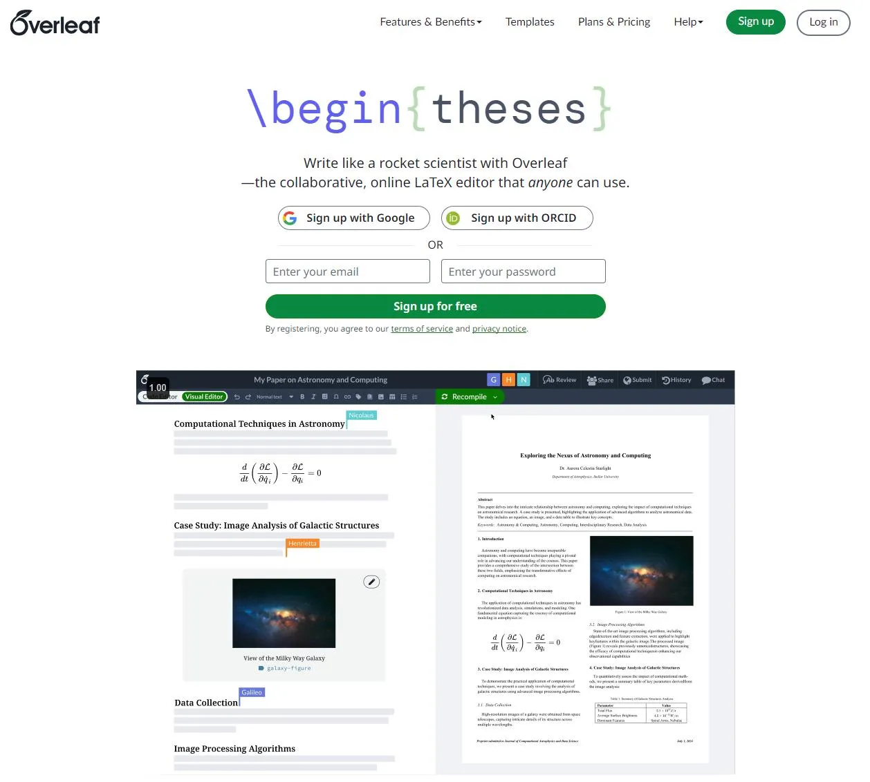 Landing page: Overleaf