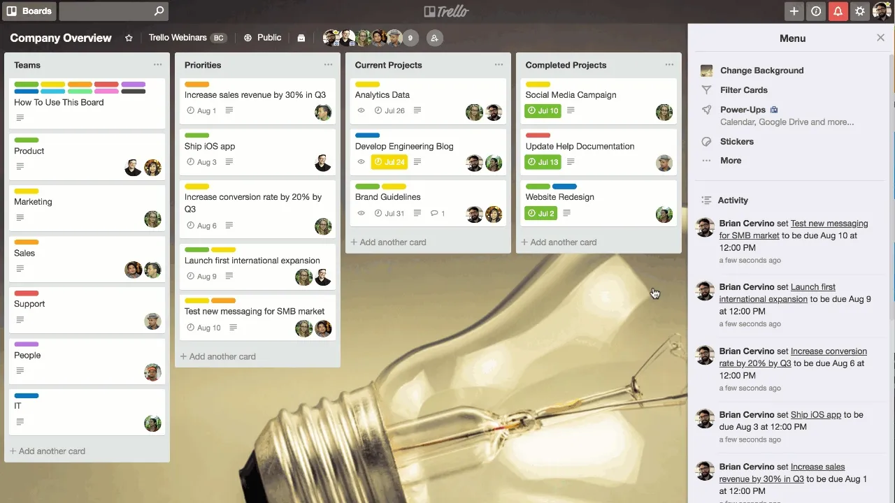 Examples of Trello Power-Ups including calendar integration, due date countdowns, and cloud service integrations